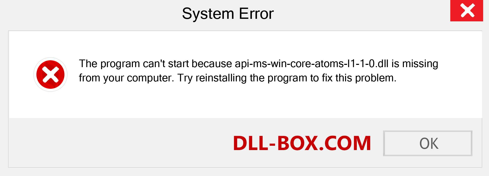 api-ms-win-core-atoms-l1-1-0.dll file is missing?. Download for Windows 7, 8, 10 - Fix  api-ms-win-core-atoms-l1-1-0 dll Missing Error on Windows, photos, images