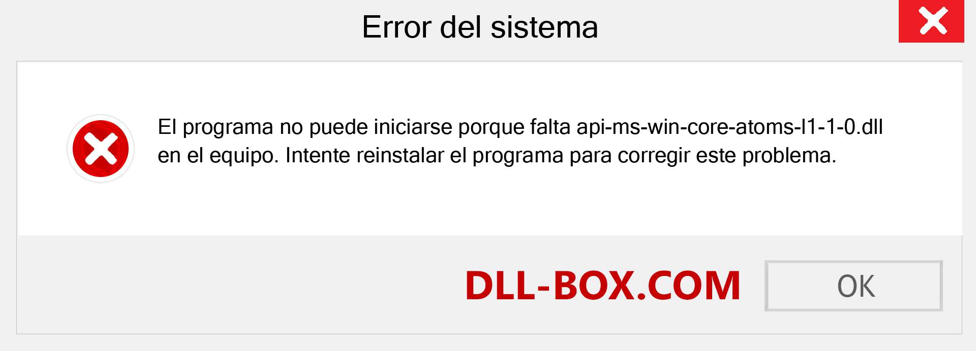 ¿Falta el archivo api-ms-win-core-atoms-l1-1-0.dll ?. Descargar para Windows 7, 8, 10 - Corregir api-ms-win-core-atoms-l1-1-0 dll Missing Error en Windows, fotos, imágenes